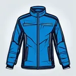 solid blue winter jacket with dark trim image